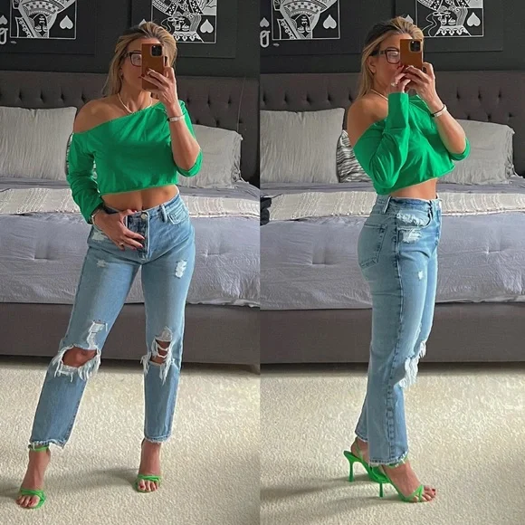 SUPERDOWN GREEN CROP TOP - Picture 8 of 9